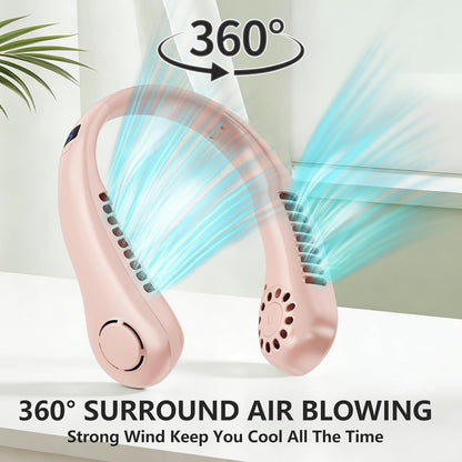 Portable Neck Fan, 360° Cooling Personal Fan with 5 Speeds, USB Rechargeable Wearable Neck Fan, Hands Free Bladeless Fan, Twistable, Mini Portable Fan, Gifts for Men Women Mom Dad, Pink