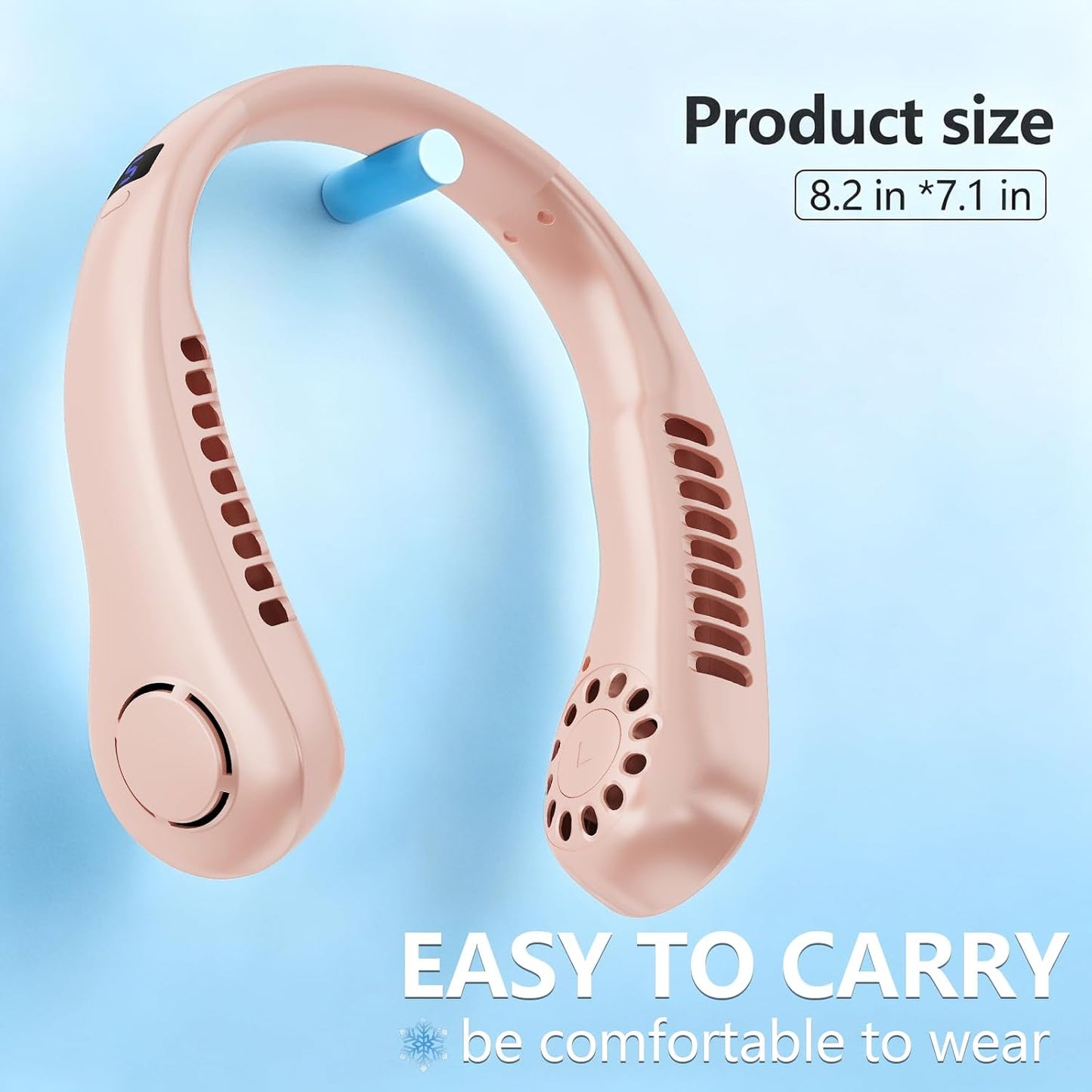 Portable Neck Fan, 360° Cooling Personal Fan with 5 Speeds, USB Rechargeable Wearable Neck Fan, Hands Free Bladeless Fan, Twistable, Mini Portable Fan, Gifts for Men Women Mom Dad, Pink