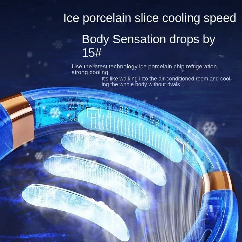 5-Speed Neck Fan Hands Free Portable Fan Leafless Hanging Neck Fan Rechargeable
