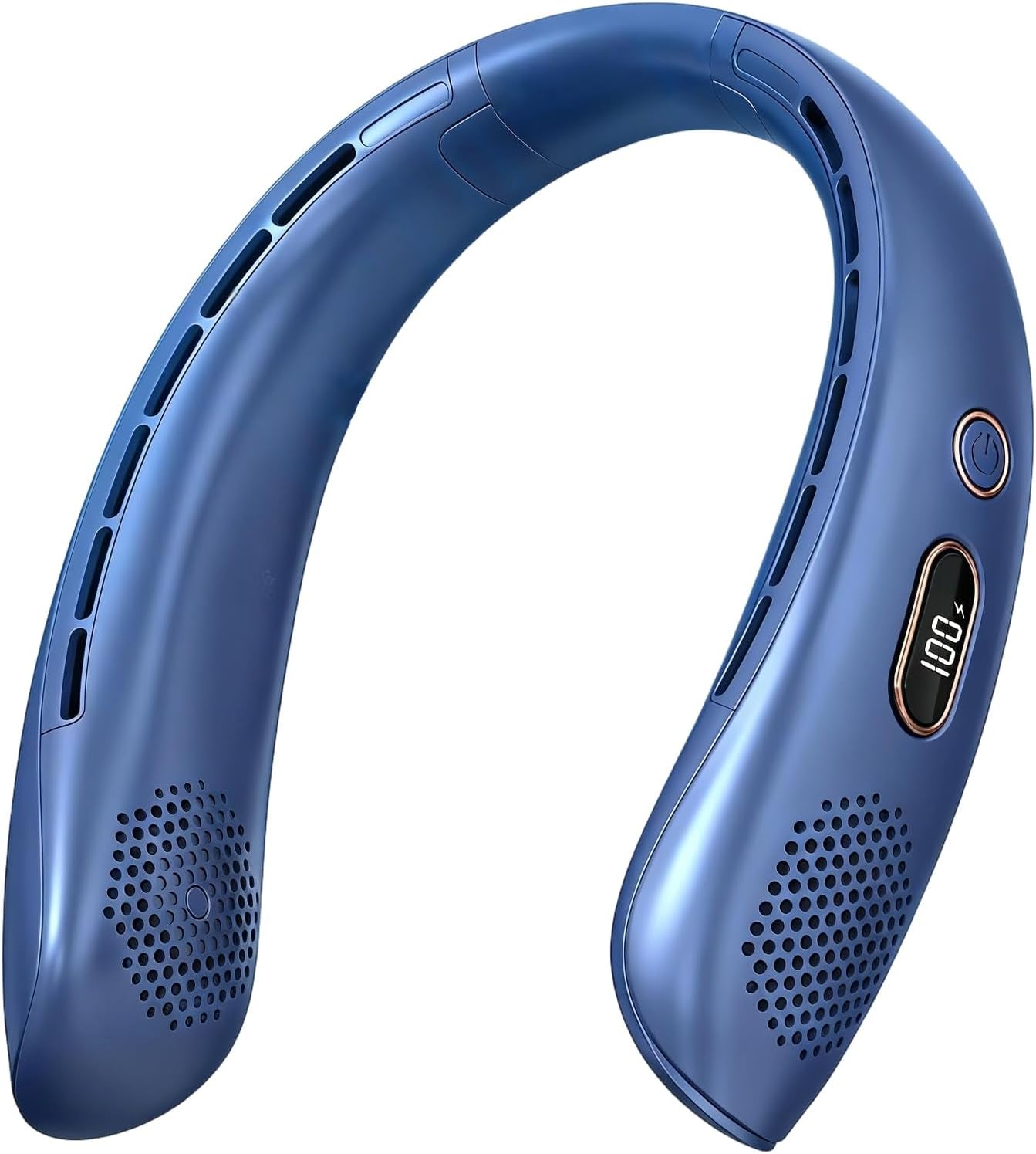 Neck Fan, Portable Bladeless Fan, 6000Mah Battery USB Rechargeable, LED Display, 360° Cooling Wearable Personal Fan, 3 Speeds, Quiet, Hands Free Neck Fans for Travel, Outdoor, Camping- Blue